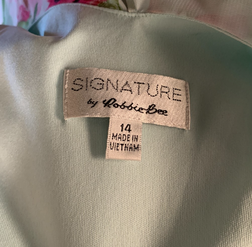 Vestido para mujer Signature by Robbie Bee estampado floral con volantes y cuello en V talla 14 hadas - Imagen 9 de 9