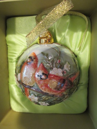 CARDENAL ~ ESCULPIDO A MANO Y PINTADO A MANO ~ ADORNO BOLA PORCELANA - Imagen 7 de 7