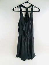 American Eagle Dress Size Small Gray Racer Back Ruffle Petite Ruffle Neck