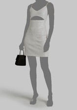 $552 Alice + Olivia Woman's White Sequined Cutout V-Neck Bodycon Dress Size 4