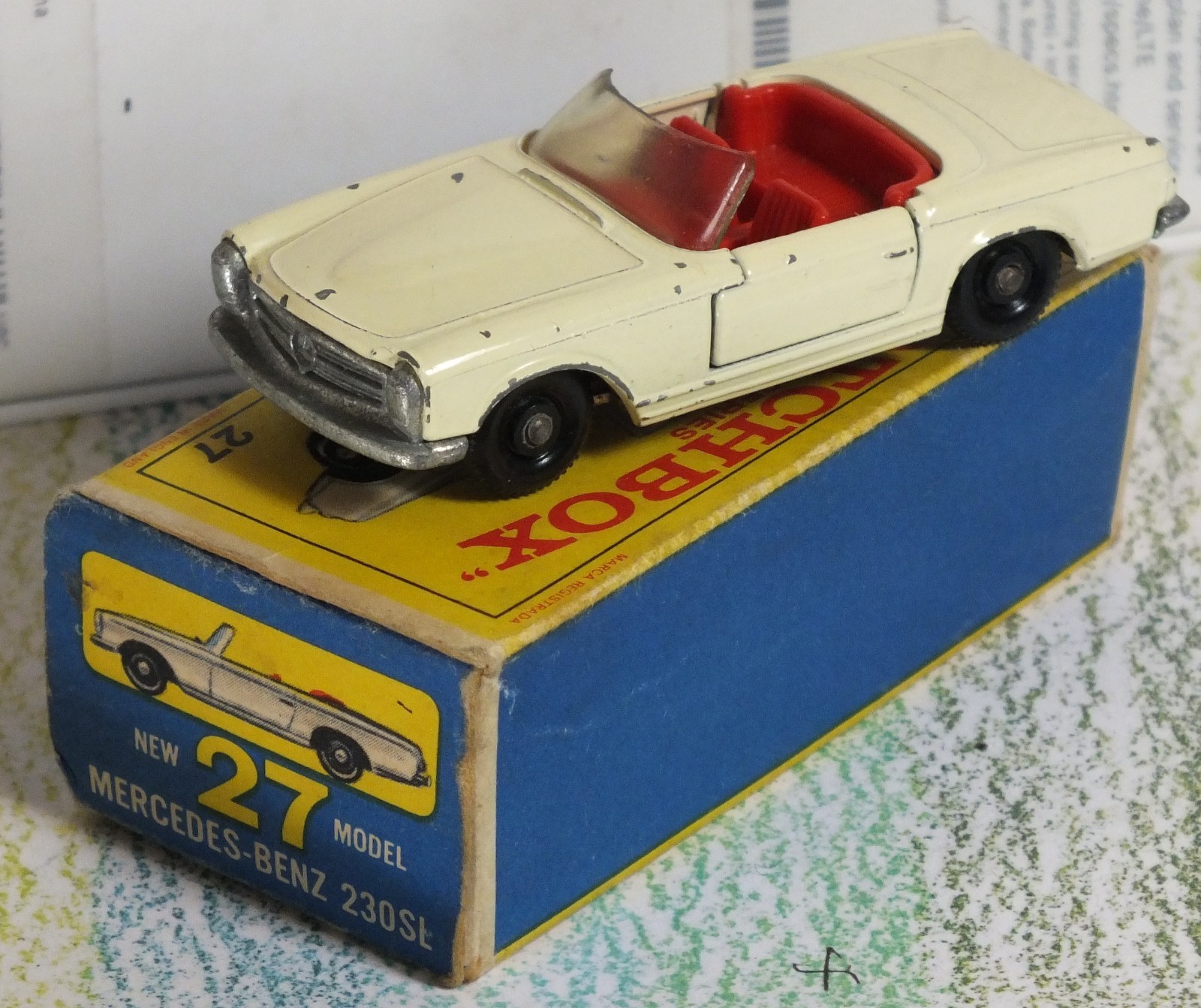 Matchbox Lesney 27d Mercedes converdeible 230SL de de de Color blancoo en muy buena condición nminfb 683de6 Matchbox Lesney 27d Mercedes converdeible 230SL de de de Color blancoo en muy buena condición nminfb 683de6