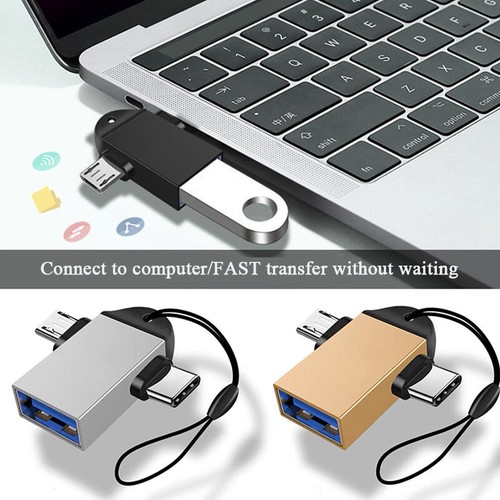 Adaptateur convertisseur 3 en 1 connecteur OTG USB 3.0 femelle vers micro/USB C mâle neuf/ - Photo 1 sur 15