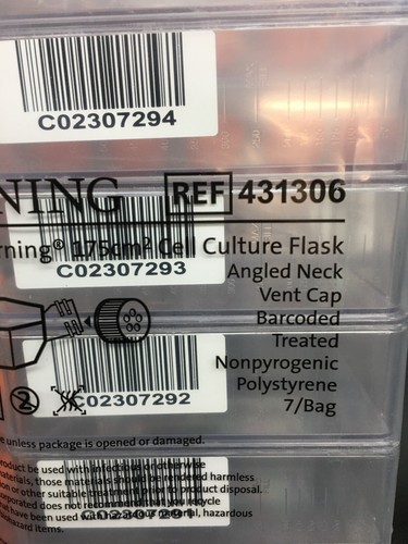 Corning REF 431306 175cm² Angled Neck Cell Culture Flask with Vent Cap Lot 3 PKS - Picture 23 of 24