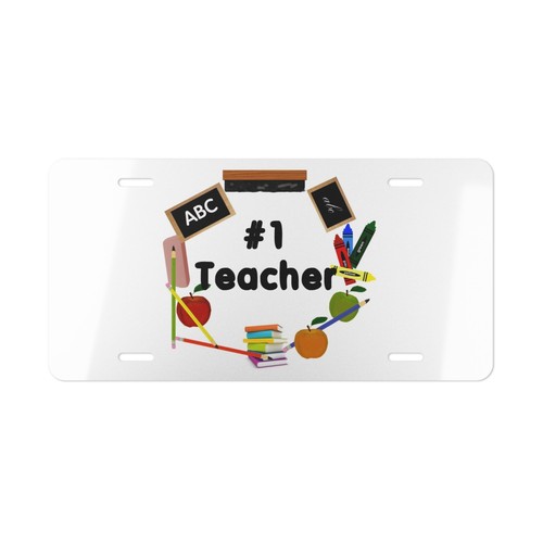 Number 1 Teacher Custom Front License Plate Gift for Educators School Graduation - Picture 1 of 5