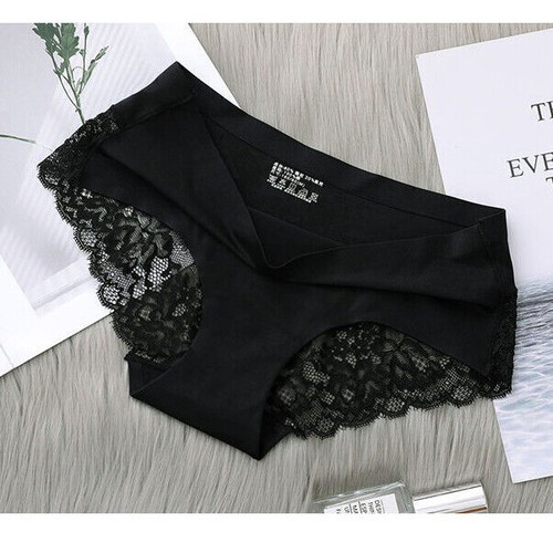 Women Seamless Underwear Sexy Lace Lingeries Knickers Ice Silk Panties Briefs - Picture 12 of 23