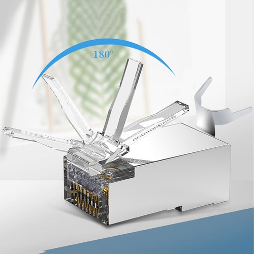 10Pcs Pass Through Connectors RJ45 Shielded Cat7 Connectors Network Modular * JW - Afbeelding 7 van 12