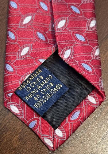 Prescot Bay Red Hand Made 100% Silk Men’s Neck Tie Made In China - Picture 6 of 9