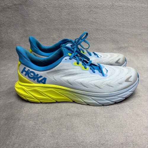 Hoka One One Arahi 6 Mens Size 12.5 D White Blue Athletic Running Shoes Sneakers