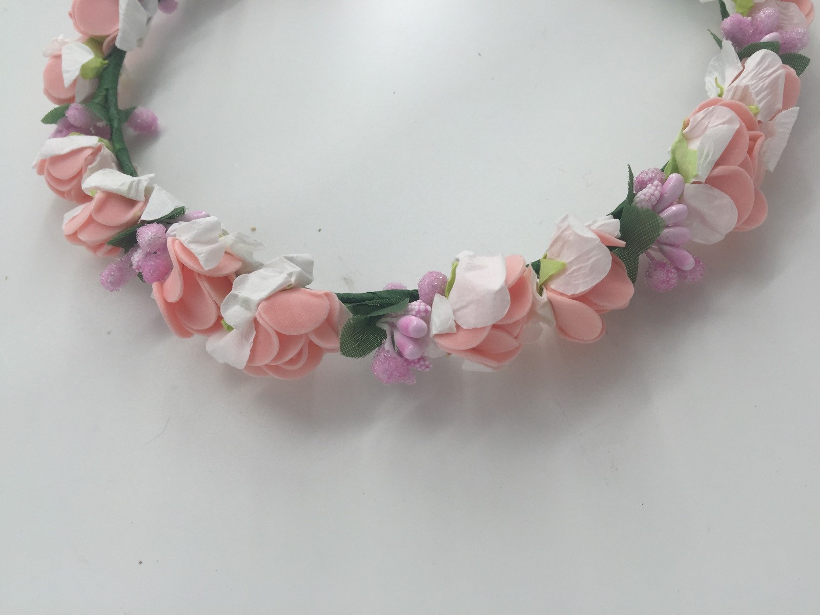 Women Pink flower Girl Fairy Wedding Bride Hair Headband Crown Garland bracelet - Picture 10 of 12