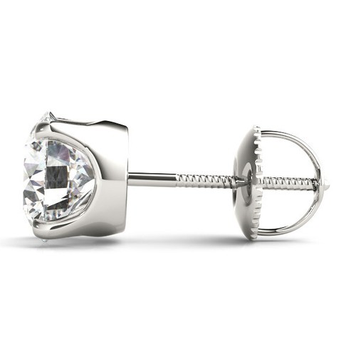 Orecchini a perno F/SI diamante taglio tondo naturale set 4 punte in oro e platino - Foto 39 di 61