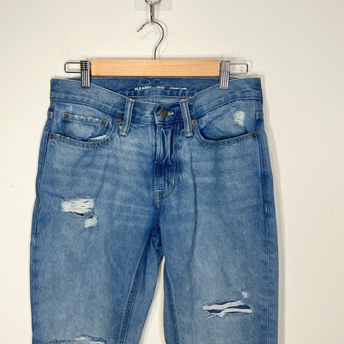 Old Navy Herren Jeans Straight Taper Blau Distressed Classic Denim Größe 29x30 - Bild 5 von 10