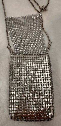 Silver tone discs - rhinestone trim-French made phone tote, evening bag & more - Picture 17 of 19