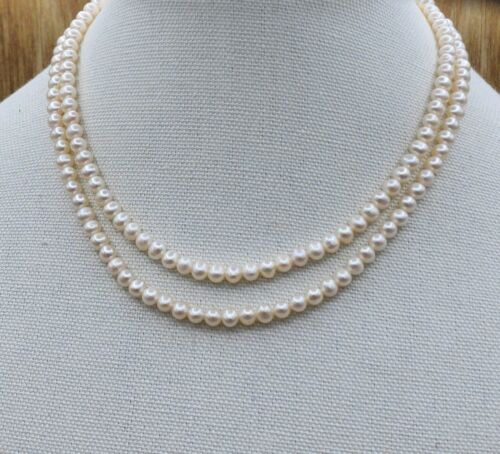 10k Gold Fresh Water Pearl Necklace Double Strand… - image 1
