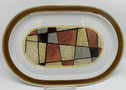 Noritake SUNDANCE 14" Oval Serving Platter Dish 1970's Yellow Orange Brown Vtg - Picture 2 of 9