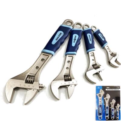 Toolzone 4tlg verstellbarer Schraubenschlüssel Soft Grip Griff 150mm 200mm 250mm 300mm