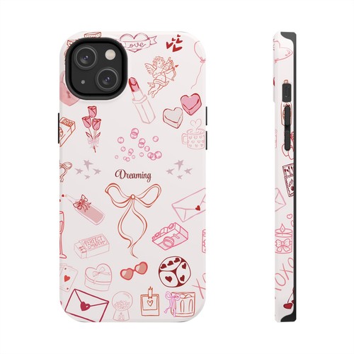 Cute Pink Tough Phone Cases, Red Graphics, Girly Protective Case. - 第 34/108 張圖片