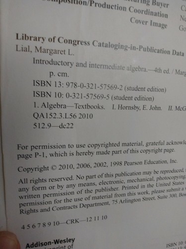 4th Edition Introductory & Intermediate Algebra With 2 Test Prep CD. - Bild 3 von 9