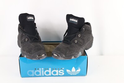 NOS Vintage 90s Adidas Mens 13 Spell Out Roughneck Basketball Shoes Black AS IS