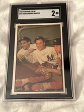 1953 Bowman Color #44 Mickey Mantle Yogi Berra HOF Hank Bauer SGC 2  centered
