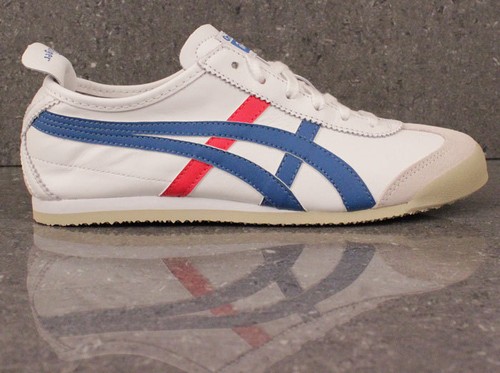 Onitsuka Tiger México 66 Entrenadores Blanco Azul Rojo Asics Cuero Envío Mundial |