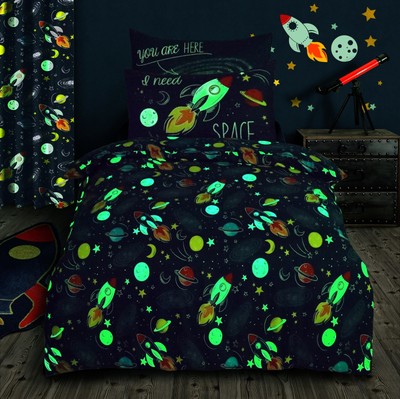 Space Rocket And Stars Themed Duvet Cover Cot Bedding Set Ebay