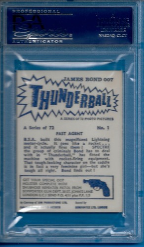 1966 Somportex ThunderBall #1 James Bond Fast Agent PSA 6,5 - Imagen 2 de 2