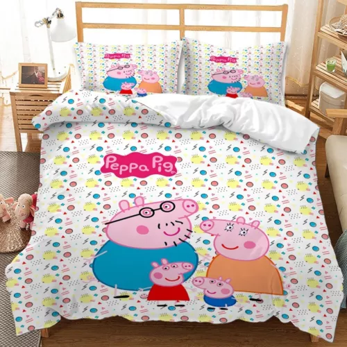 Peppa Pig Cartoon Quilt Duvet Doona Bezug Bettwäsche Set Single Double Queen Neu - Bild 5 von 36