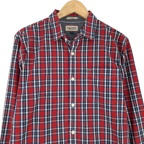 Vintage Tommy Hilfiger Camisa Rojo de Cuadros Franela Algodón Be4 Talla M - Imagen 2 de 11