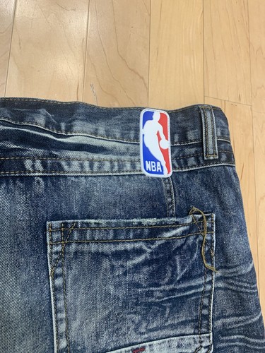 Heritage America Jeans 42 X 35 Mens Distressed Blue NBA Patches Washed Cleveland - Picture 14 of 14