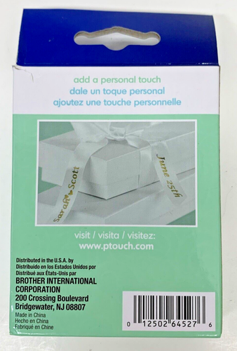 Brother P-touch Embellish Tape for Label Maker .47" Gold on White Satin - Picture 2 of 3
