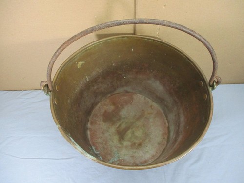 19. Jahrhundert massiver Messing Bonboniere Kessel Topf hängender Kessel groß 16 1/2" quer - Bild 5 von 12