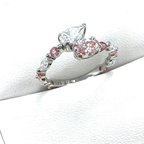 Bague de fiançailles diamant cultivé 1,64 ct bypass or blanc 14 carats - Photo 9 sur 15