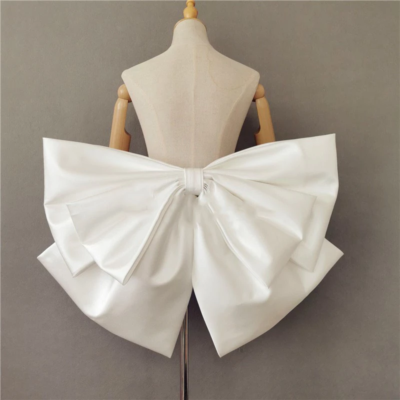 White Detachable Big Bow Ivory Bridal Satin Ribbon for Wedding Dresses with  Pin | eBay