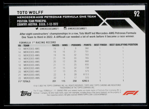 2023 Topps Chrome Formula 1 - Complete your set choose single base cards 1 - 200 - Picture 170 of 368