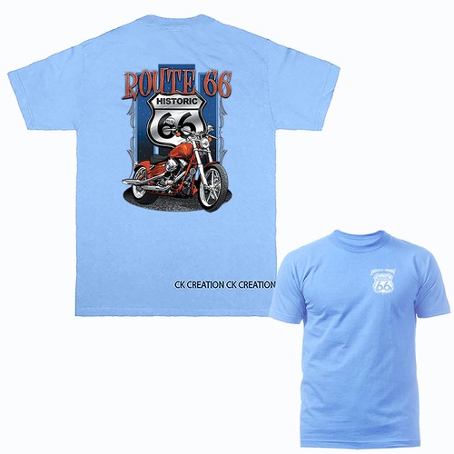 Historic Motorcycle Route 66 Bikers Motorcycle Graphic T-shirt - Picture 14 of 14