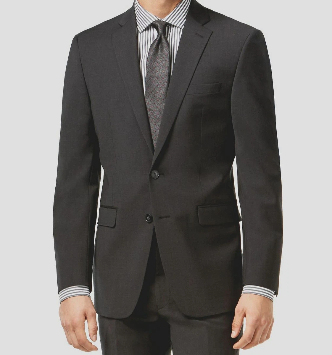 $749 Calvin Klein Men\'s Gray Slim Fit Wool Suit Jacket Blazer Sport Coat  44L | eBay