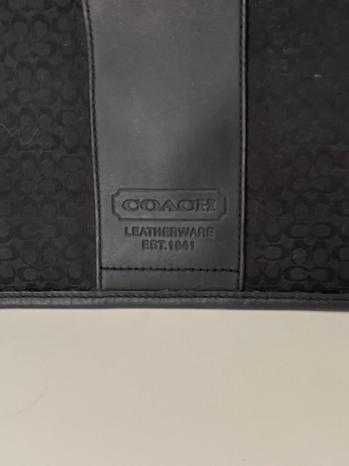 COACH F77004 Black Signature Logo Canvas Leather … - image 2
