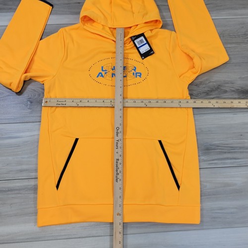 Under Armour Pullover Hoodie Big Boy's YXL Omega Orange Mission New - Picture 11 of 11