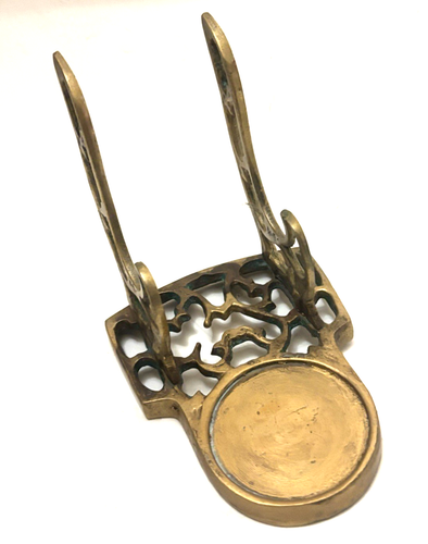 SUPPORTO PORTA TAZZE DA TÈ E PIATTINI VINTAGE IN OTTONE MASSICCIO - ART NOUVEAU 4" X 3,5" - Foto 4 di 5