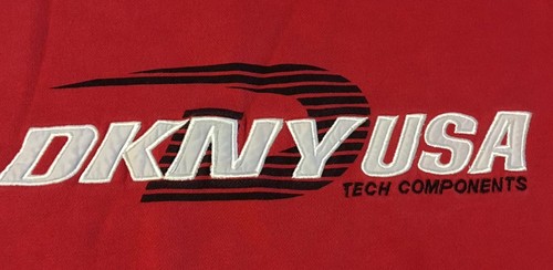 Felpa vintage anni 90 DKNY USA Tech Spellout M vela nautica NYC hip hop Tommy - Foto 2 di 7