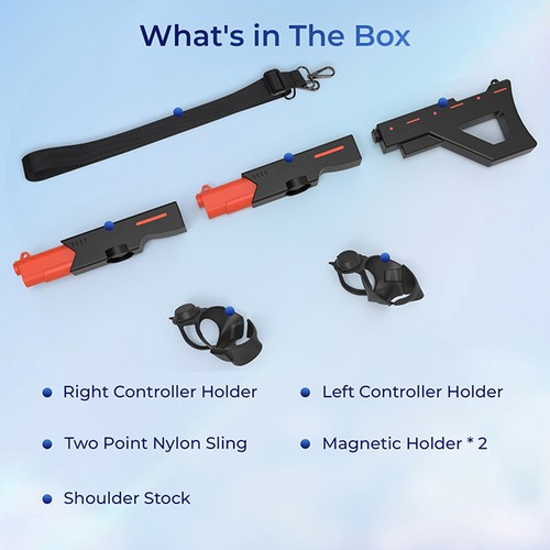 Magnetic VR Gunstock Grip Holder for Meta Quest 3 3S VR Headset Shooting Gaming - Afbeelding 18 van 18
