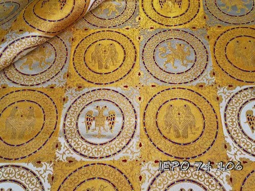 Liturgical Historical Metallic Brocade Fabric with Lions and Eagles (12 colors) - Photo 5 sur 12