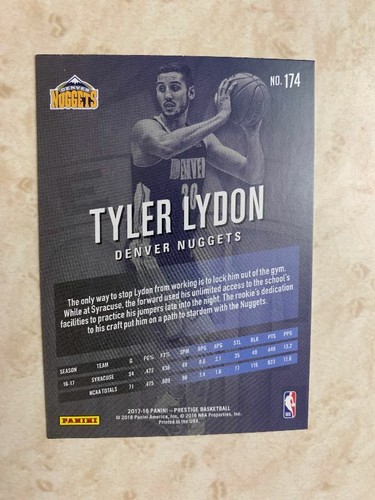2017-18 Prestige #174 TYLER LYDON NUGGETS RC - Foto 4 di 4