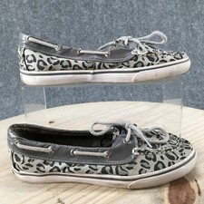 Sperry Top Sider Boat Shoes Youth 4M Biscayne 1 Eye Flats Slip On YG48067A Gray