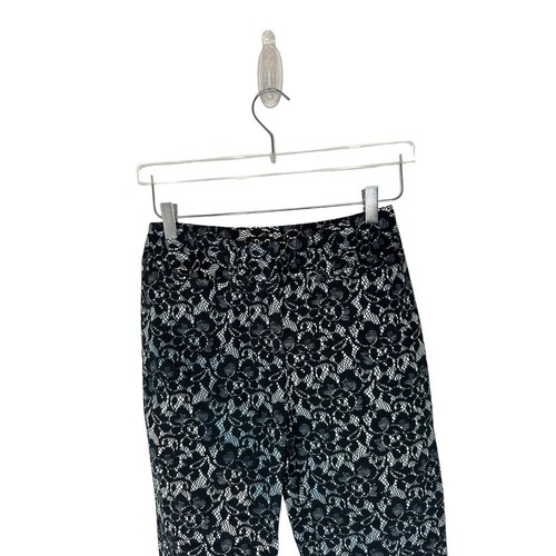 Dolce & Gabbana Gray Black White Floral Lace Print Straight Leg Trousers Size 42 - Picture 2 of 12