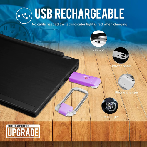 Book Light for Reading in Bed, USB Rechargeable Clip on Book Lights, 3 Brightnes - 第 8/9 張圖片