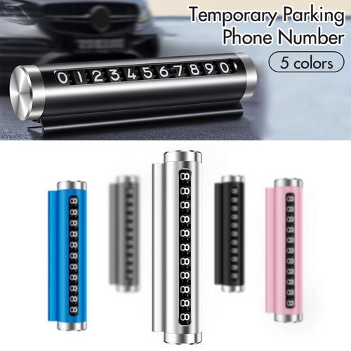 Car Temporary Parking Card Universal Rotate Phone Number Plate Aluminum Stickers - Picture 2 of 17