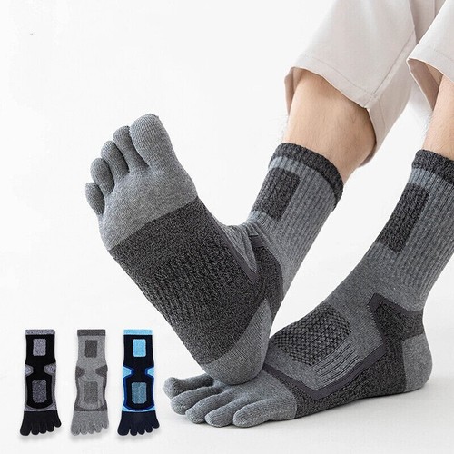 Confezione da 3/6 calzini da uomo classici cotone Crew cinque dita dei piedi atletici sport casual 7-11 - Foto 2 di 11