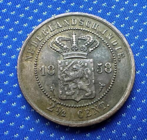1858 Netherlands East Indies 2 1/2 Cents XF + #ZX37
