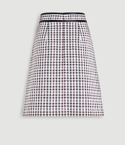 NWT ANN TAYLOR  Leather Trim Plaid Faux Wrap A-Line Skirt Sz 10P - Picture 3 of 3